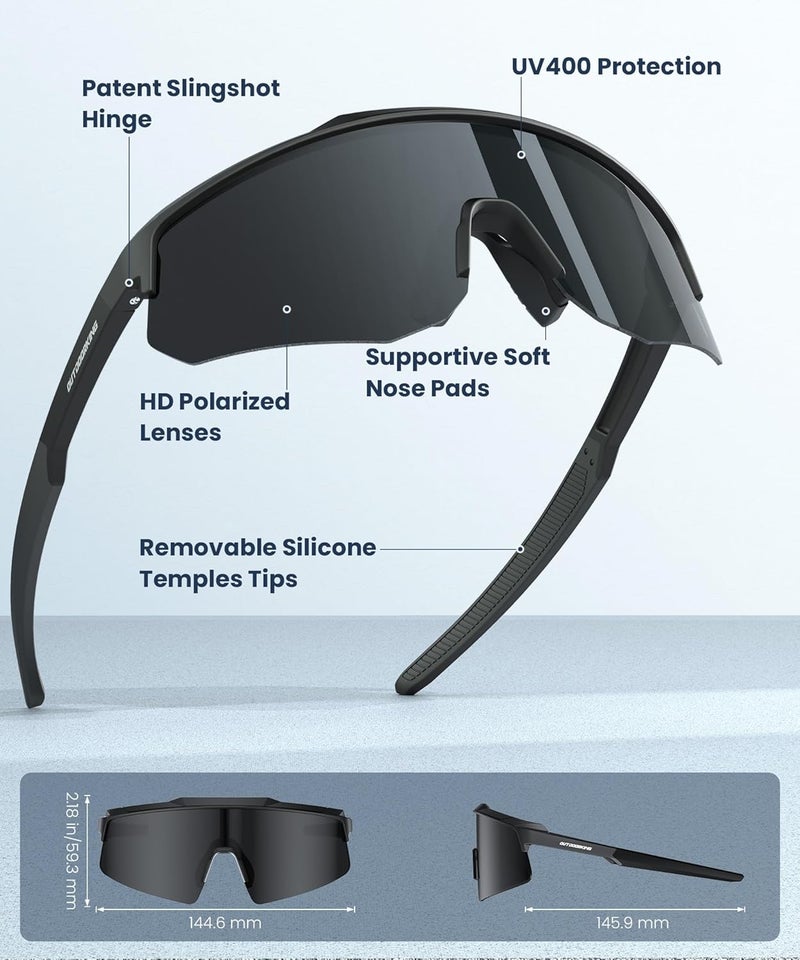 QALLY Store Polarized Sports Sunglasses for Men, UV400 Protection Mens Sunglasses Wrap Around Sun Glasses for Cycling Running - Image 4